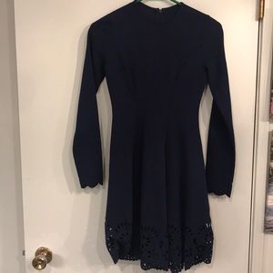 Navy Blue dress. Scalloped cut out hem. Small.